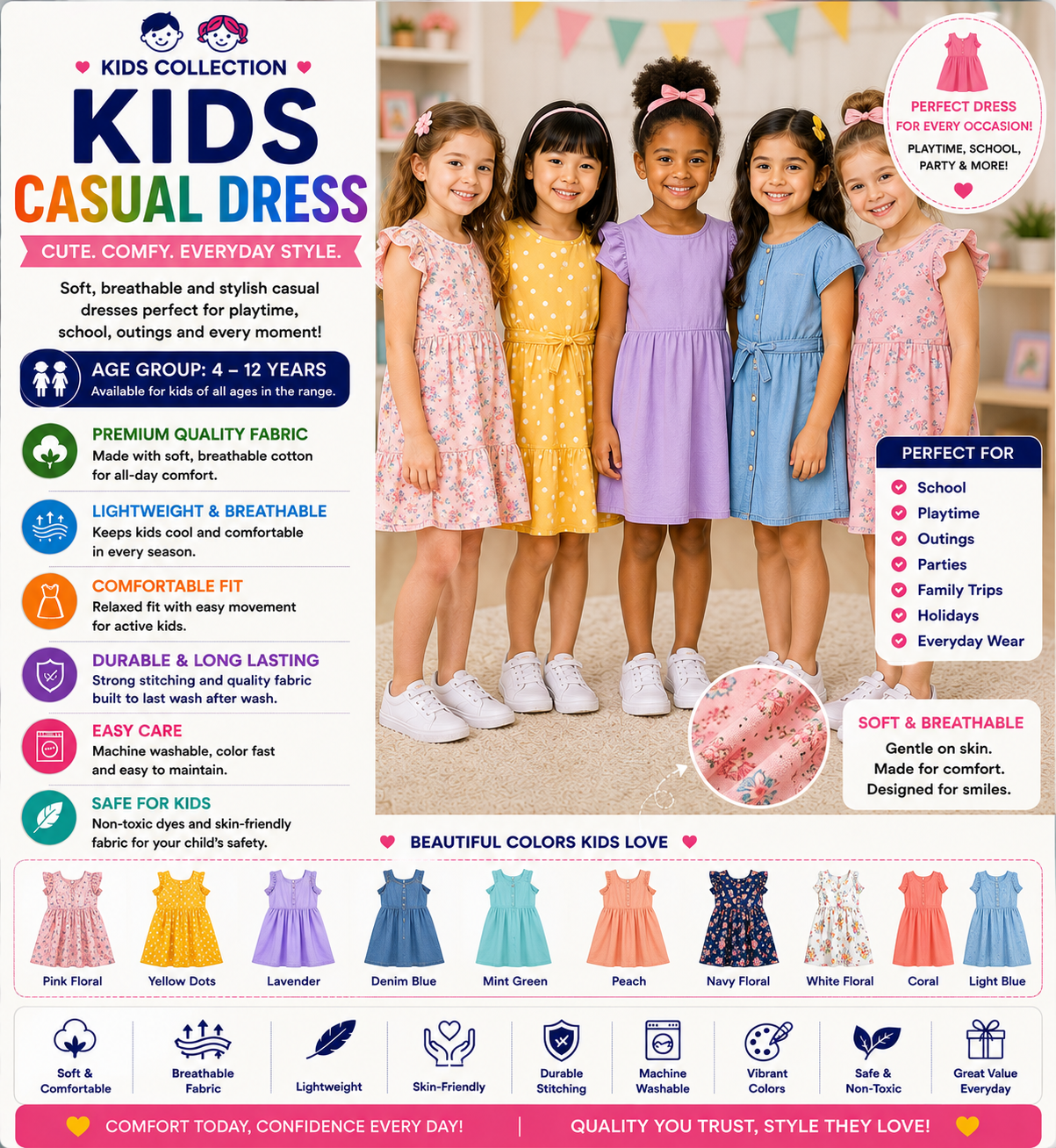 .Kids Casual Dress