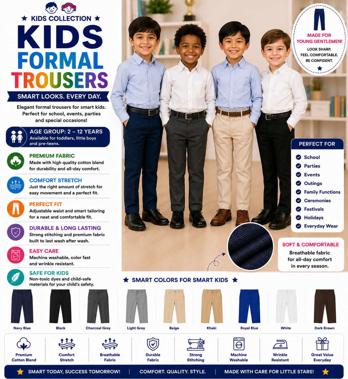 .Kids Formal Trousers