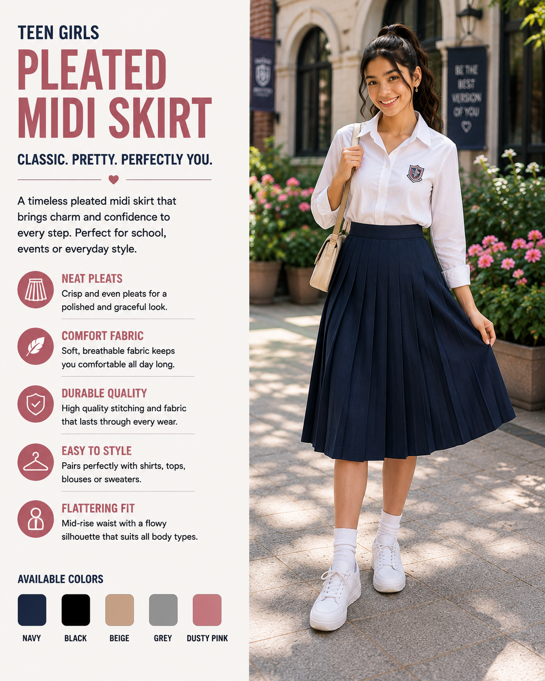 pleated  midi skirt