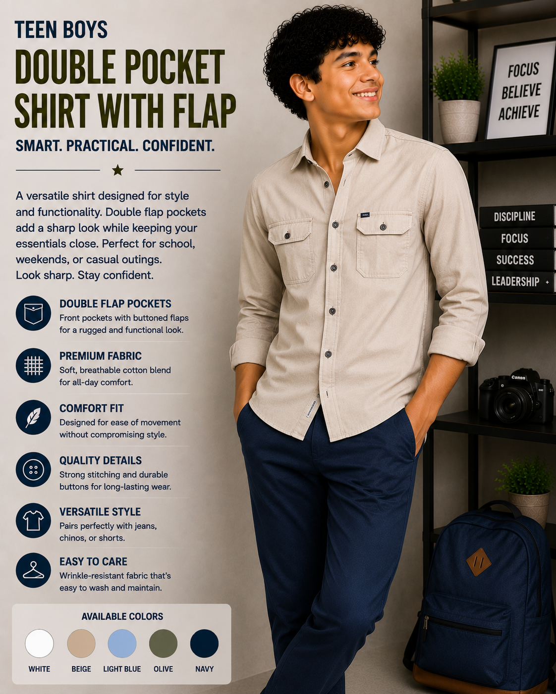 double pocket shirt with flap