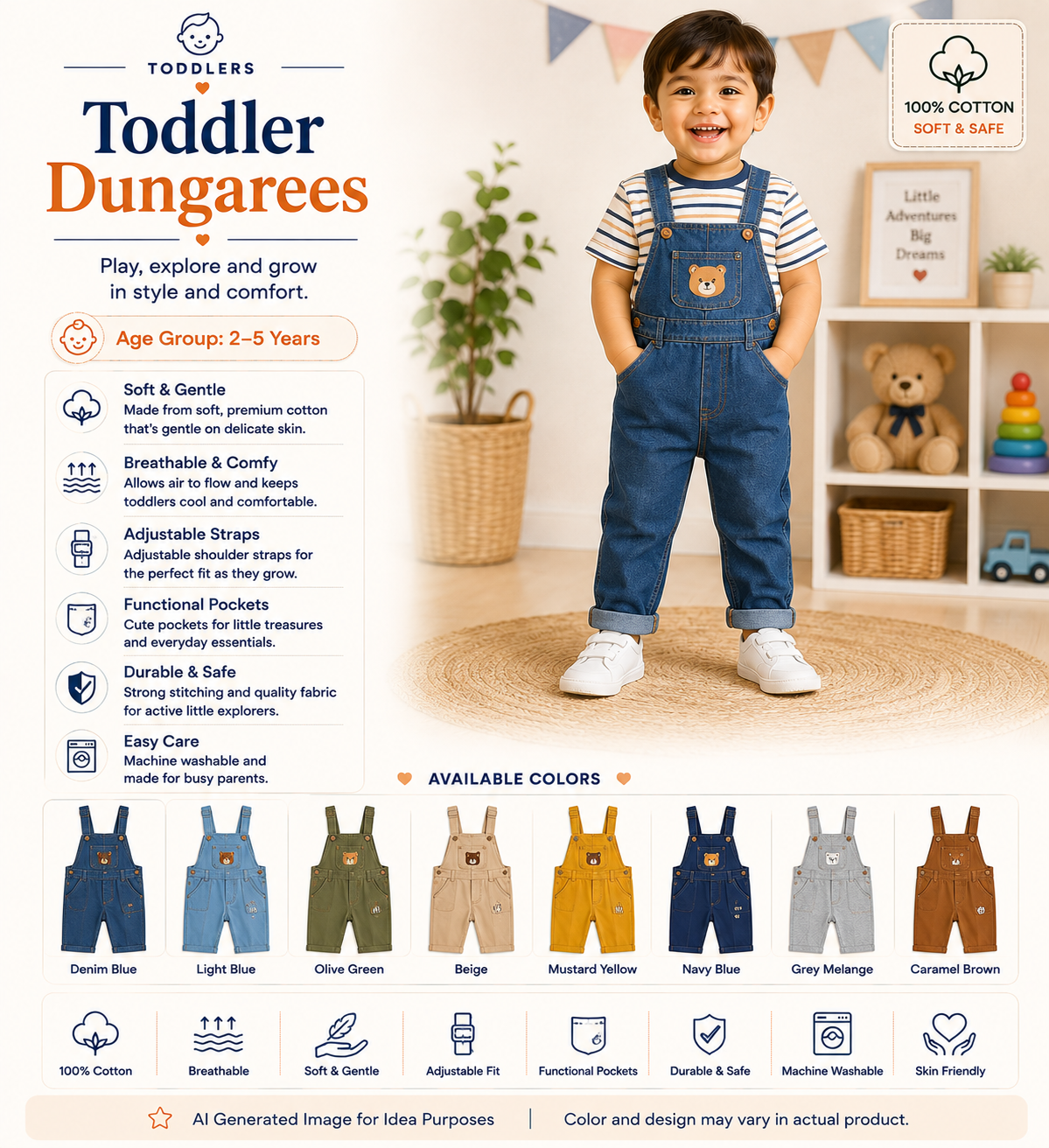 .Toddler Dungarees