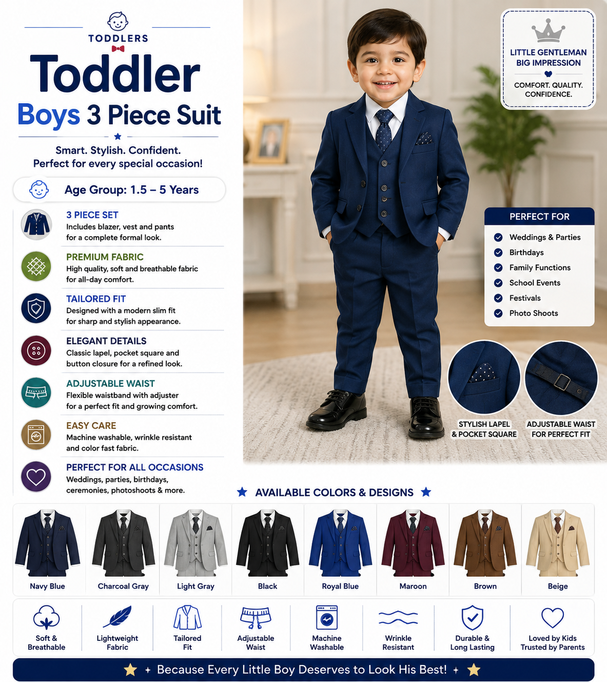 . Toddler boys 3 piece suit