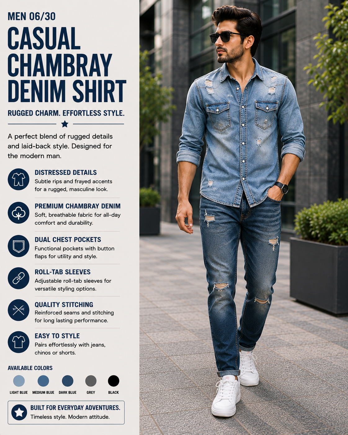 casual chambray denim shirt