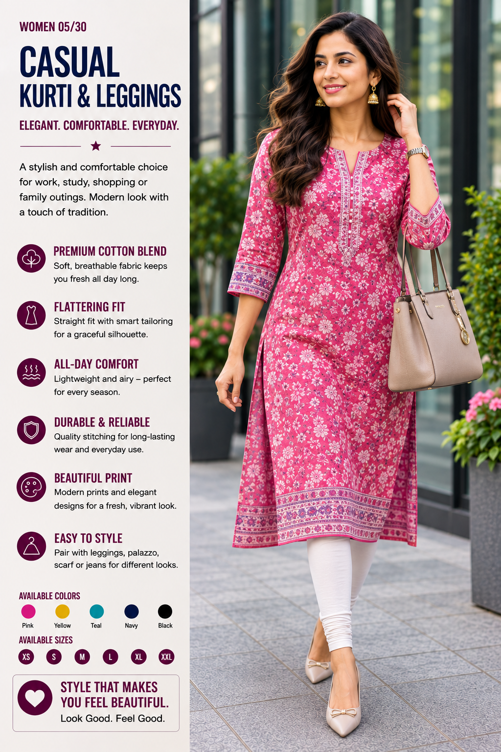 smart casual kurti leggings